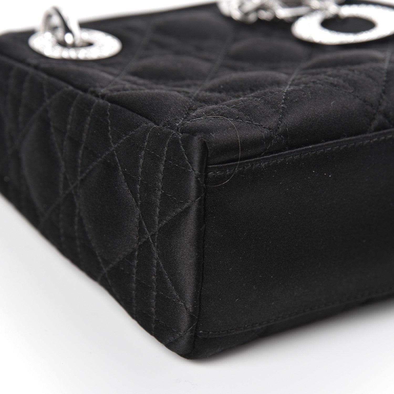 Christian Dior Satin Swarovski Crystal Cannage Mini Lady Dior Black 8 of 10