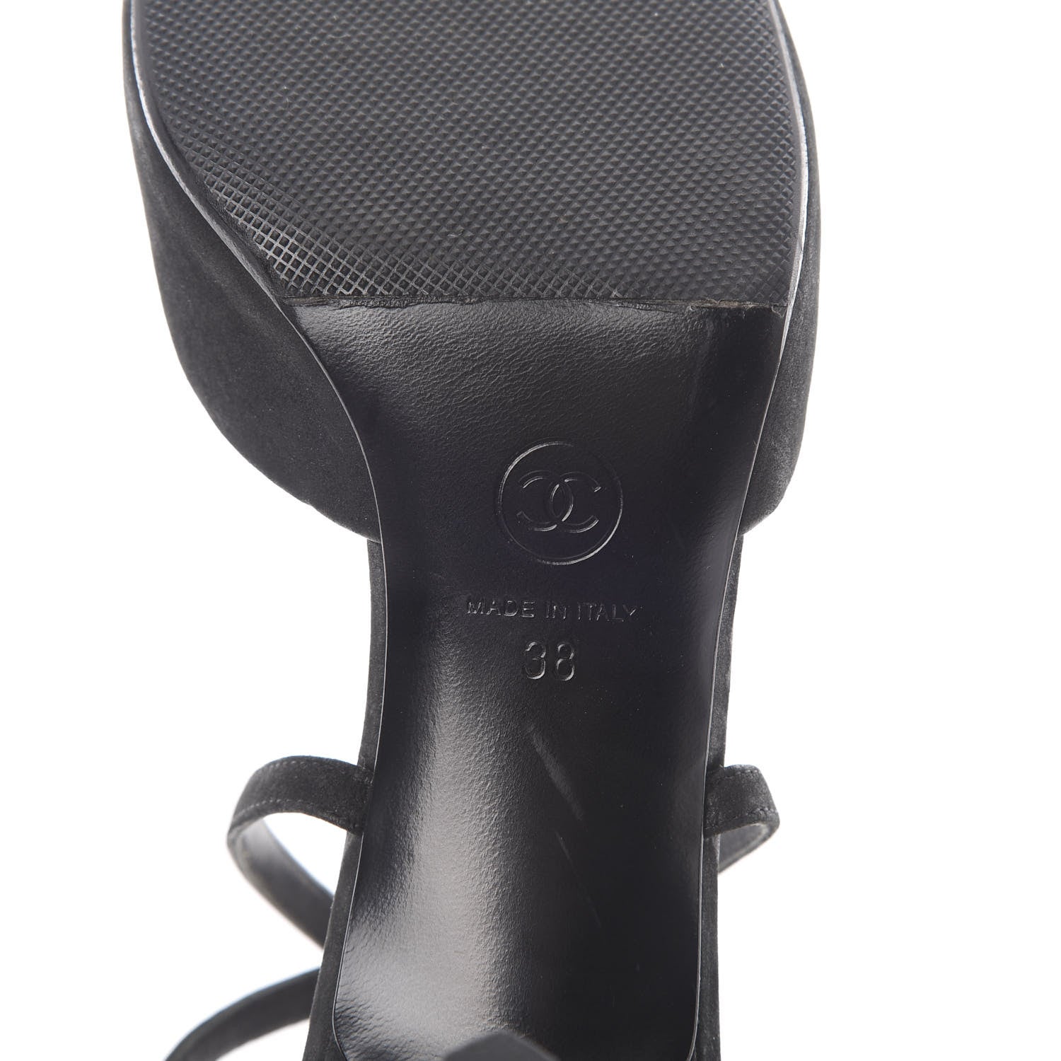 Chanel Suede Patent Calfskin Cap Toe Pearl Ankle Strap Pump 38 Black 8 of 11