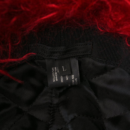 Prada Re-Nylon Curly Faux Fur Mens Ear Flap Baseball Hat L Black Cerise 6 of 6