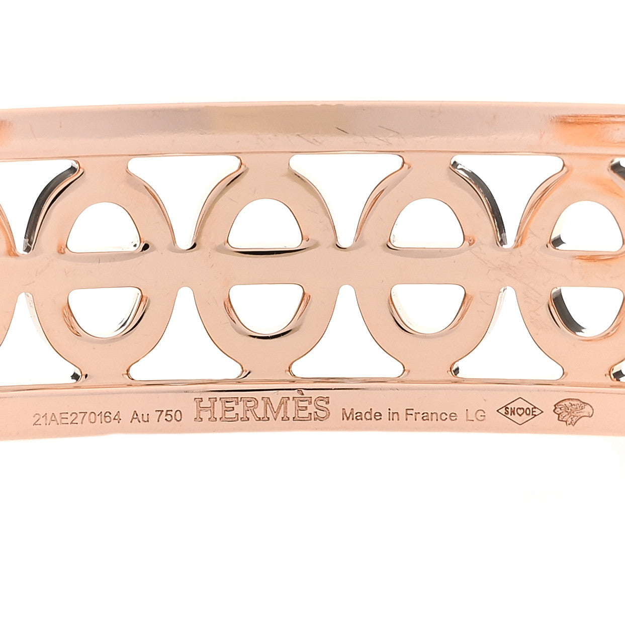 Hermes 18K Rose Gold Diamond PM Chaine d'Ancre Divine Cuff Bracelet LG 3 of 4