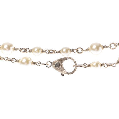 Chanel Crystal Baguette Pearl CC Cross Necklace Gold 5 of 6