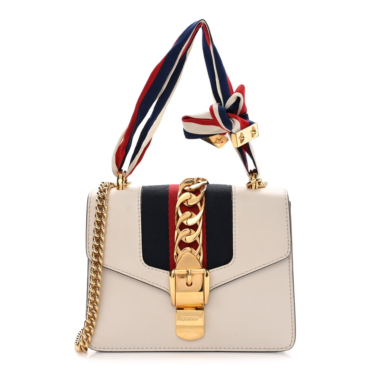 Calfskin Mini Sylvie Chain Shoulder Bag White
