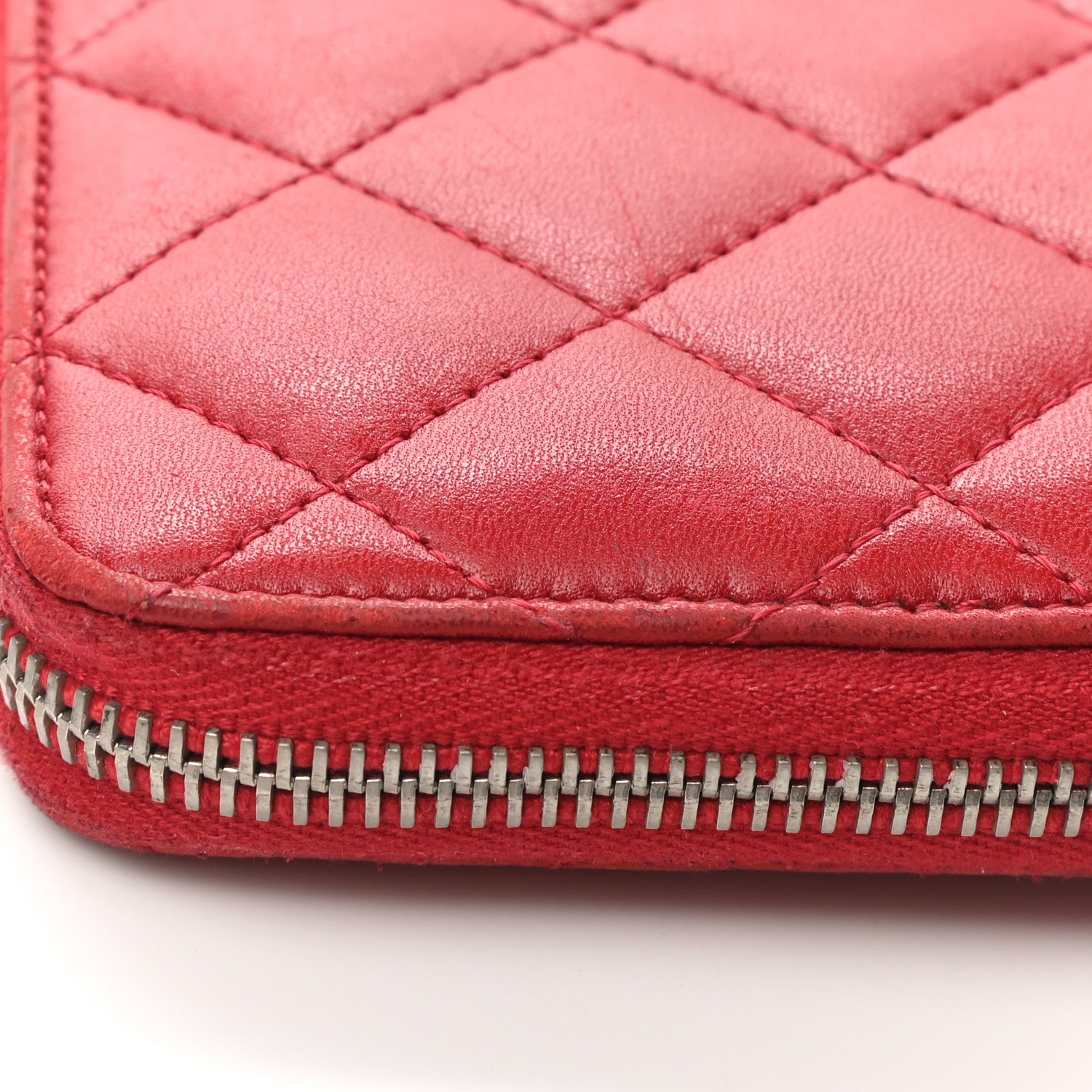 Chanel Lambskin Quilted Large Gusset Zip Around Wallet Red 11 of 11