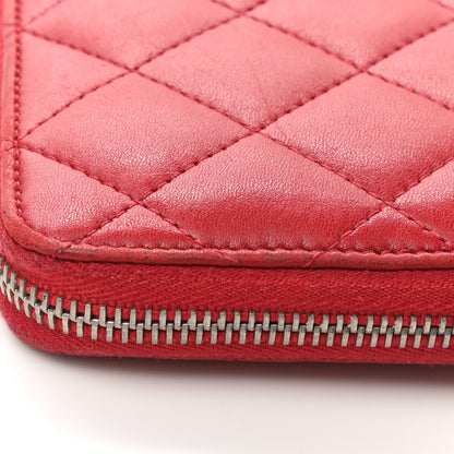 Chanel Lambskin Quilted Large Gusset Zip Around Wallet Red 11 of 11