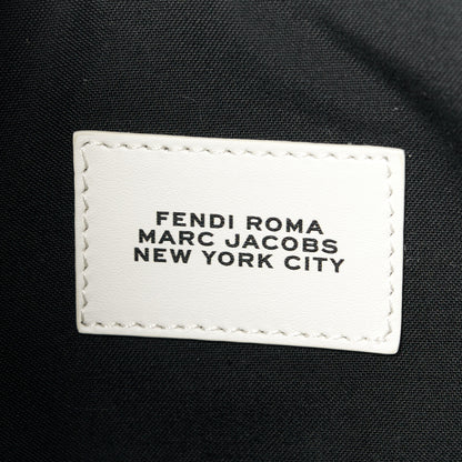 Fendi X MARC JACOBS Nappa Vitello King Logo Print Large Flat Pouch Black White 6 of 9