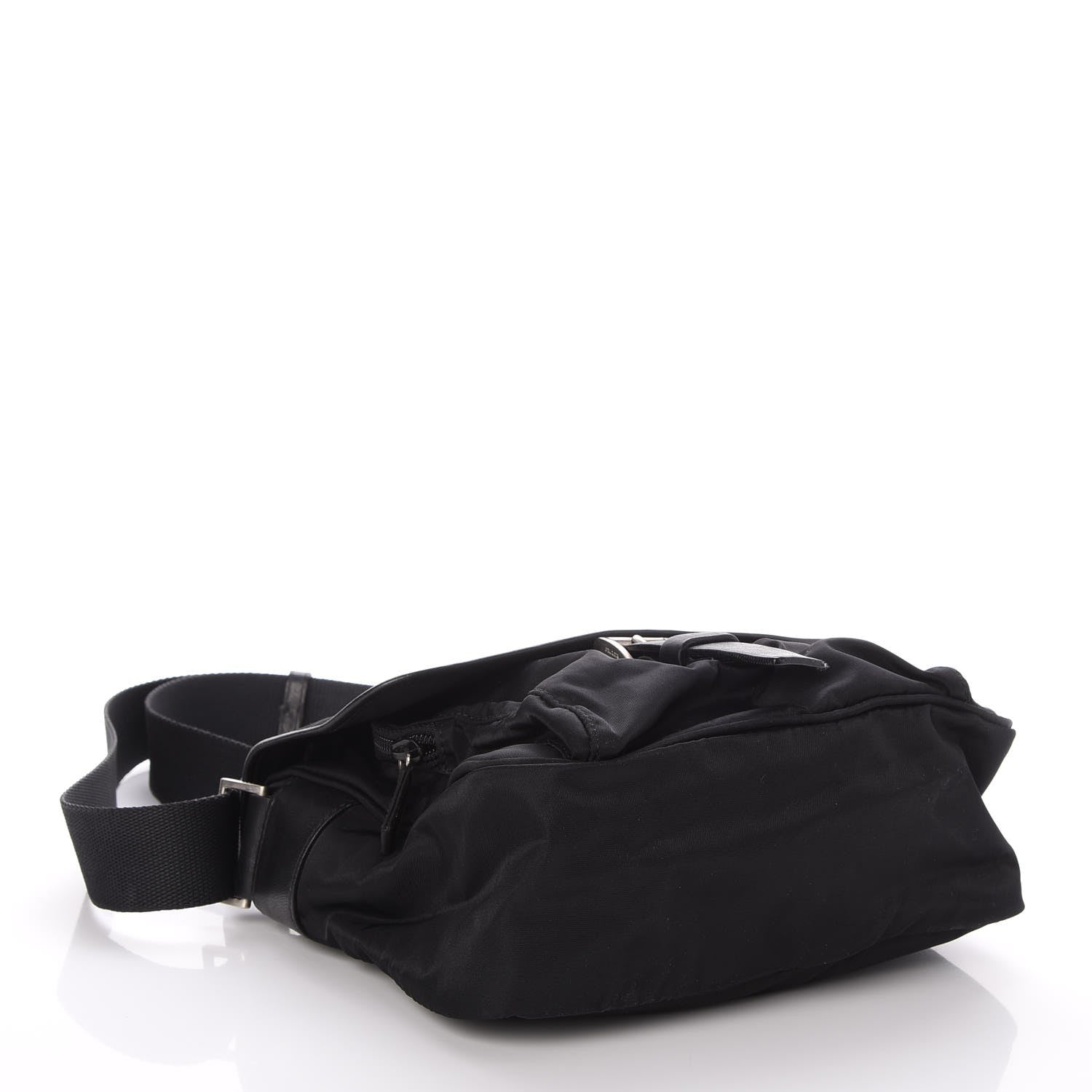 Prada Tessuto Nylon Single Buckle Messenger Bag Black 4 of 7