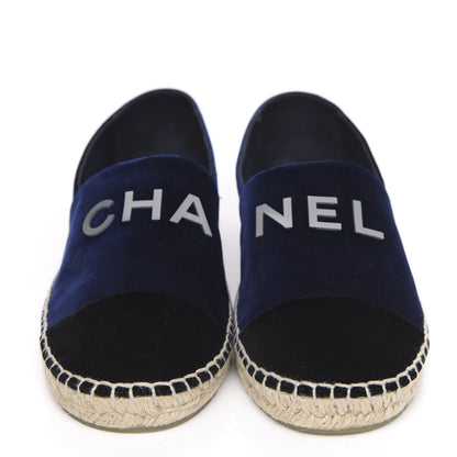 Chanel Velvet Logo Espadrilles 39 Navy Black 3 of 10
