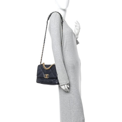 Chanel Goatskin Quilted Medium Chanel 19 Flap Navy Blue 2 of 15