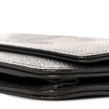 Chanel Metallic Caviar Timeless CC Wallet On Chain WOC Dark Silver 10 of 12
