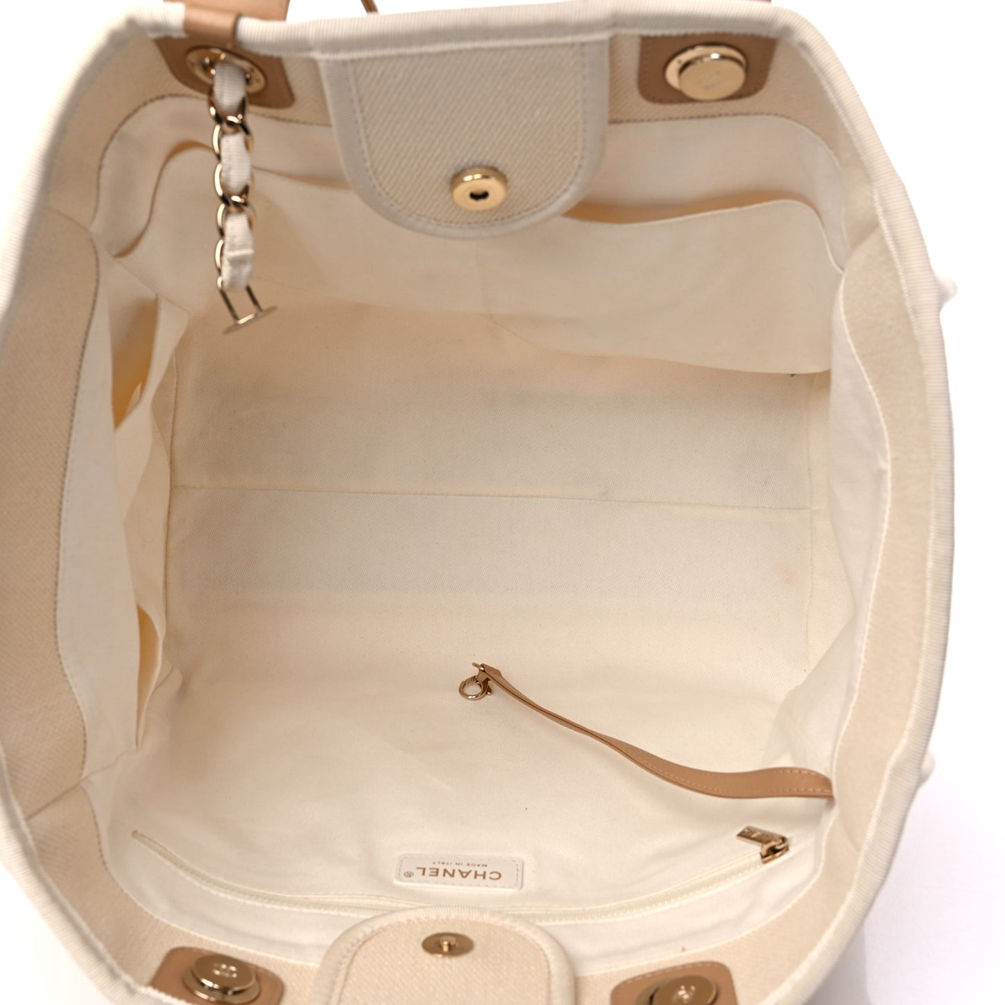 Canvas Pearl Medium Deauville Tote Ecru Beige