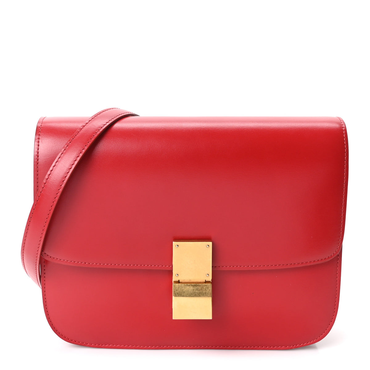 Celine Box Calfskin Medium Classic Box Flap Bag Red 1 of 11
