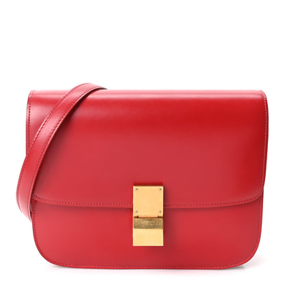 Celine Box Calfskin Medium Classic Box Flap Bag Red 1 of 11