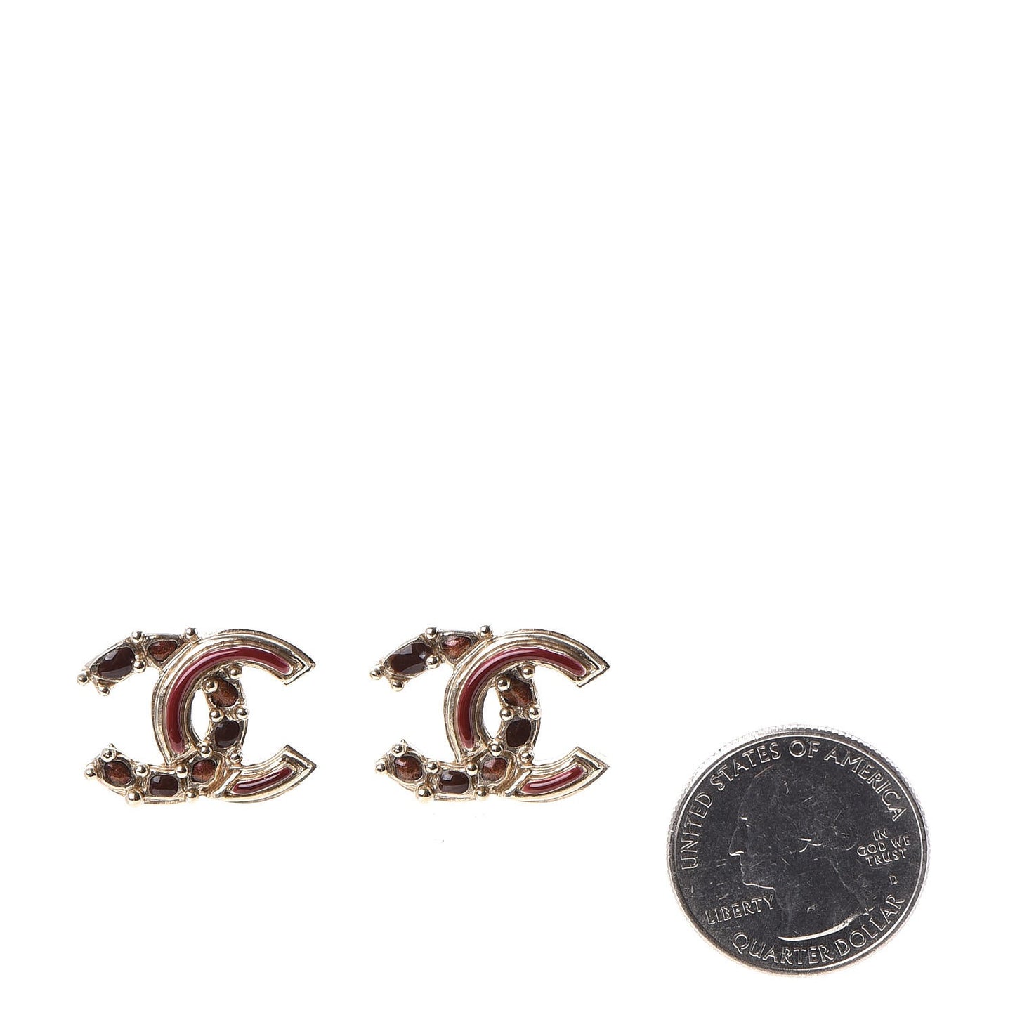 Enamel Gripoix Poured Glass CC Earrings Gold