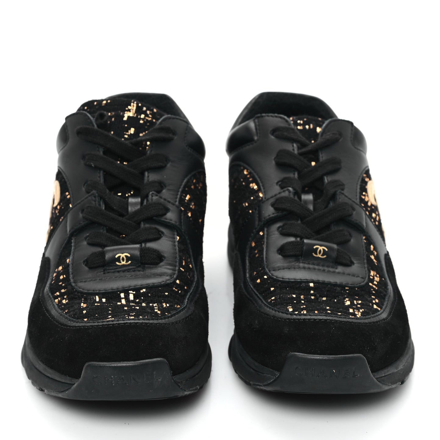 Suede Tweed CC Sneakers 38 Black Gold