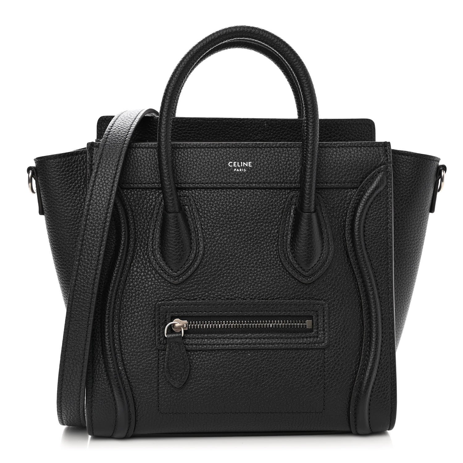 Celine Drummed Calfskin Nano Luggage Black 1 of 11