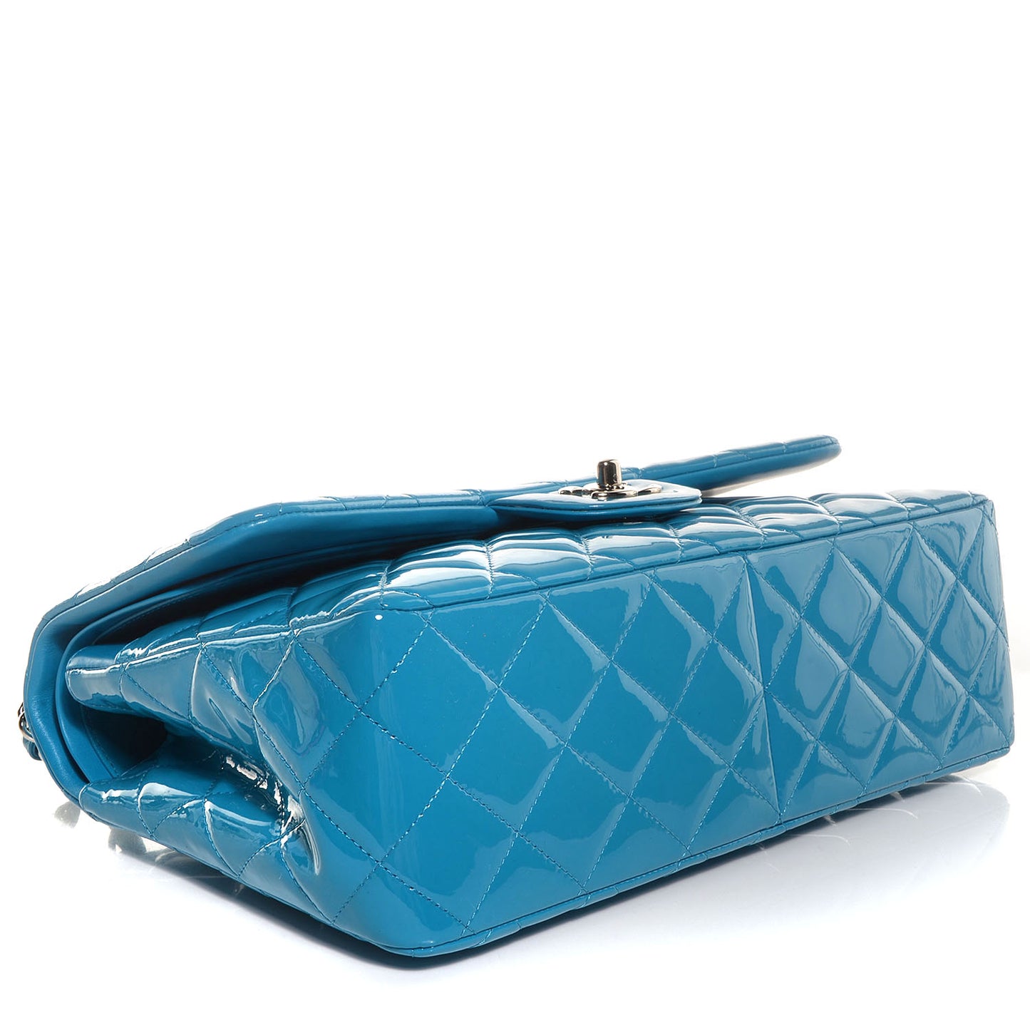 Patent Jumbo Double Flap Turquoise Blue