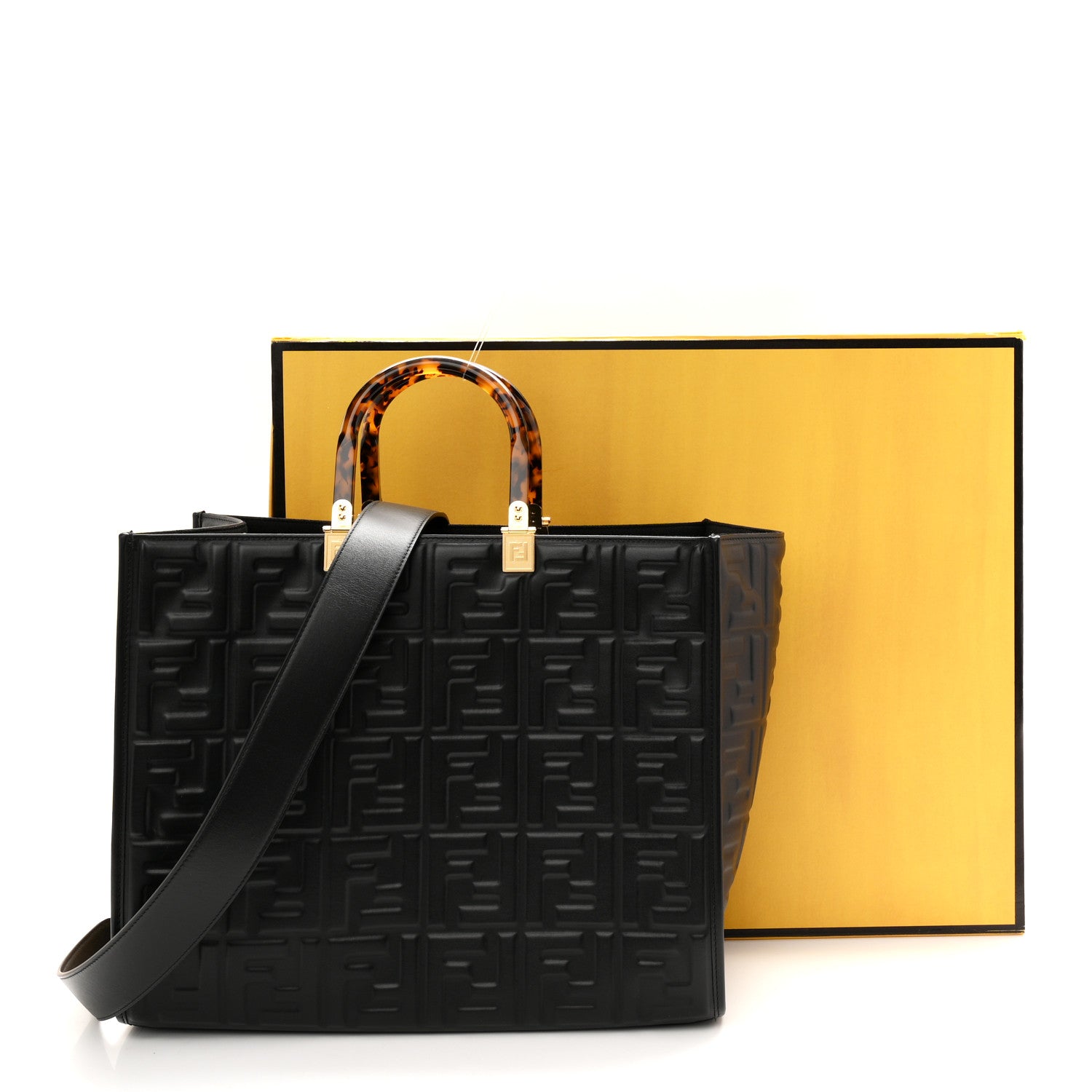 Fendi Vitello Plexiglass FF Embossed Medium Fendi Sunshine Shopper