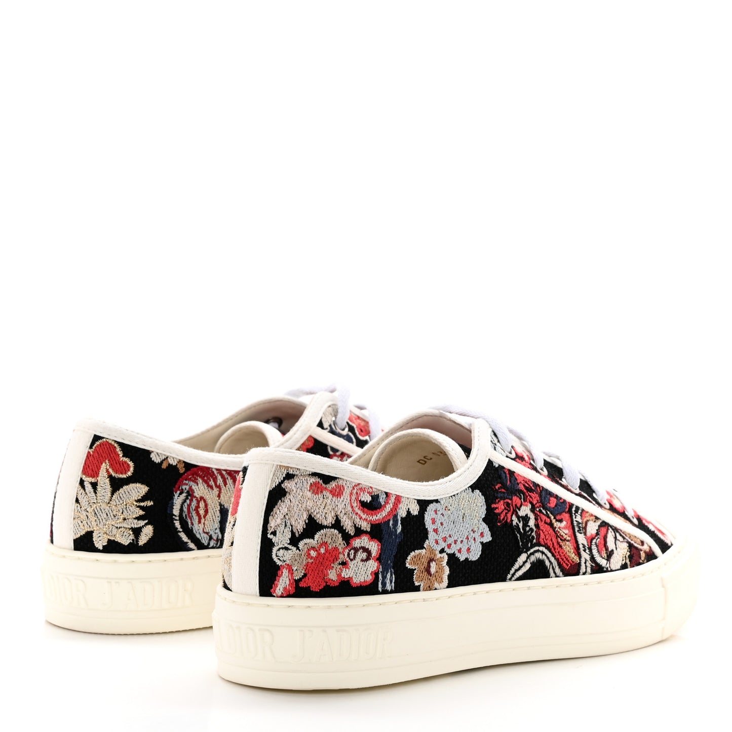 Cotton Floral Pop Embroidered Walk'N'Dior Low Top Sneakers 39 Red Multicolor