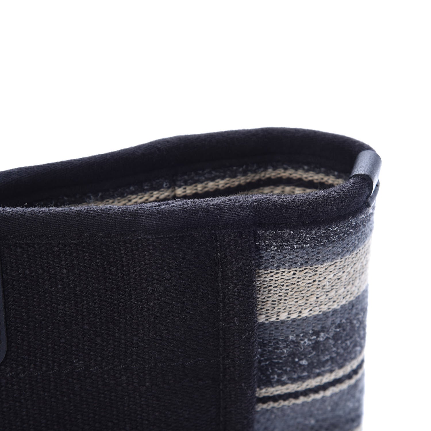 Chanel Striped Canvas Small Deauville Tote Grey Black 10 of 11