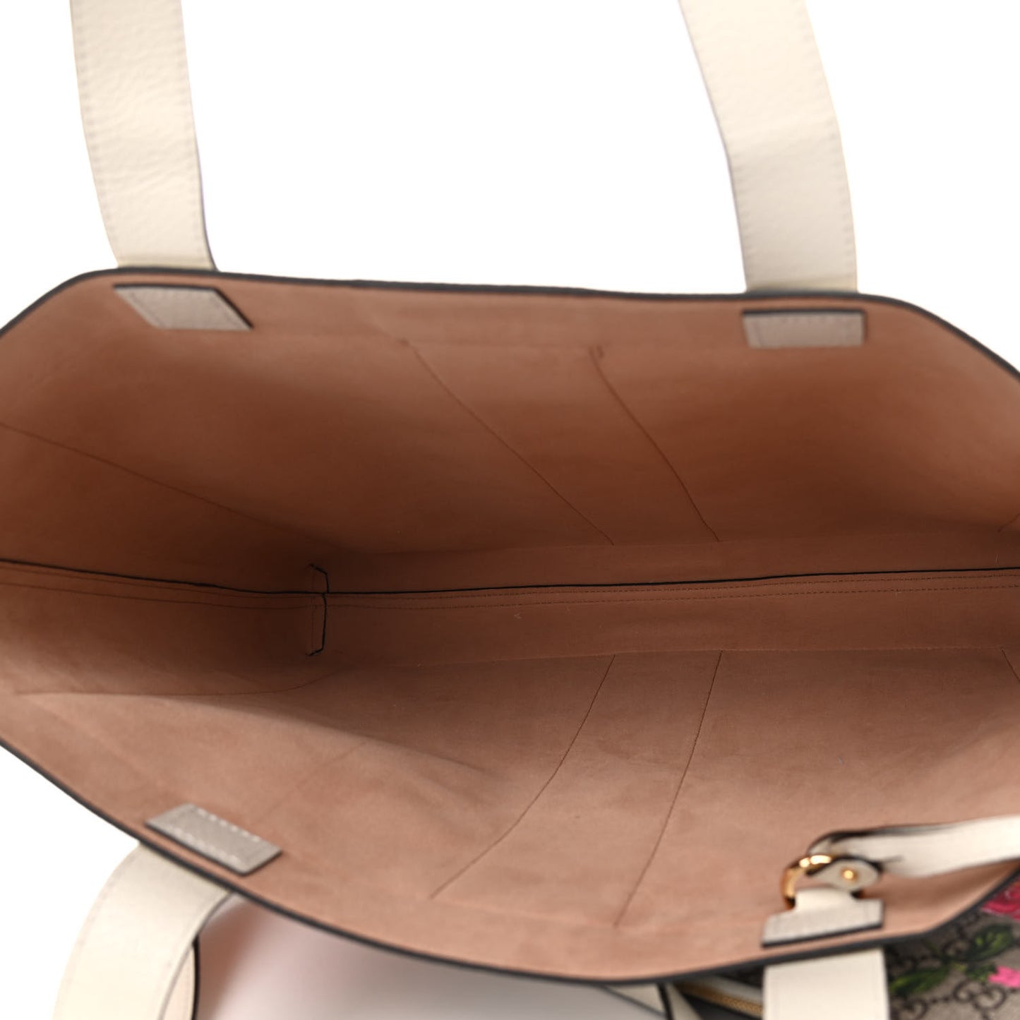 GG Supreme Monogram Flora Web Ophidia Vertical Shopping Tote White