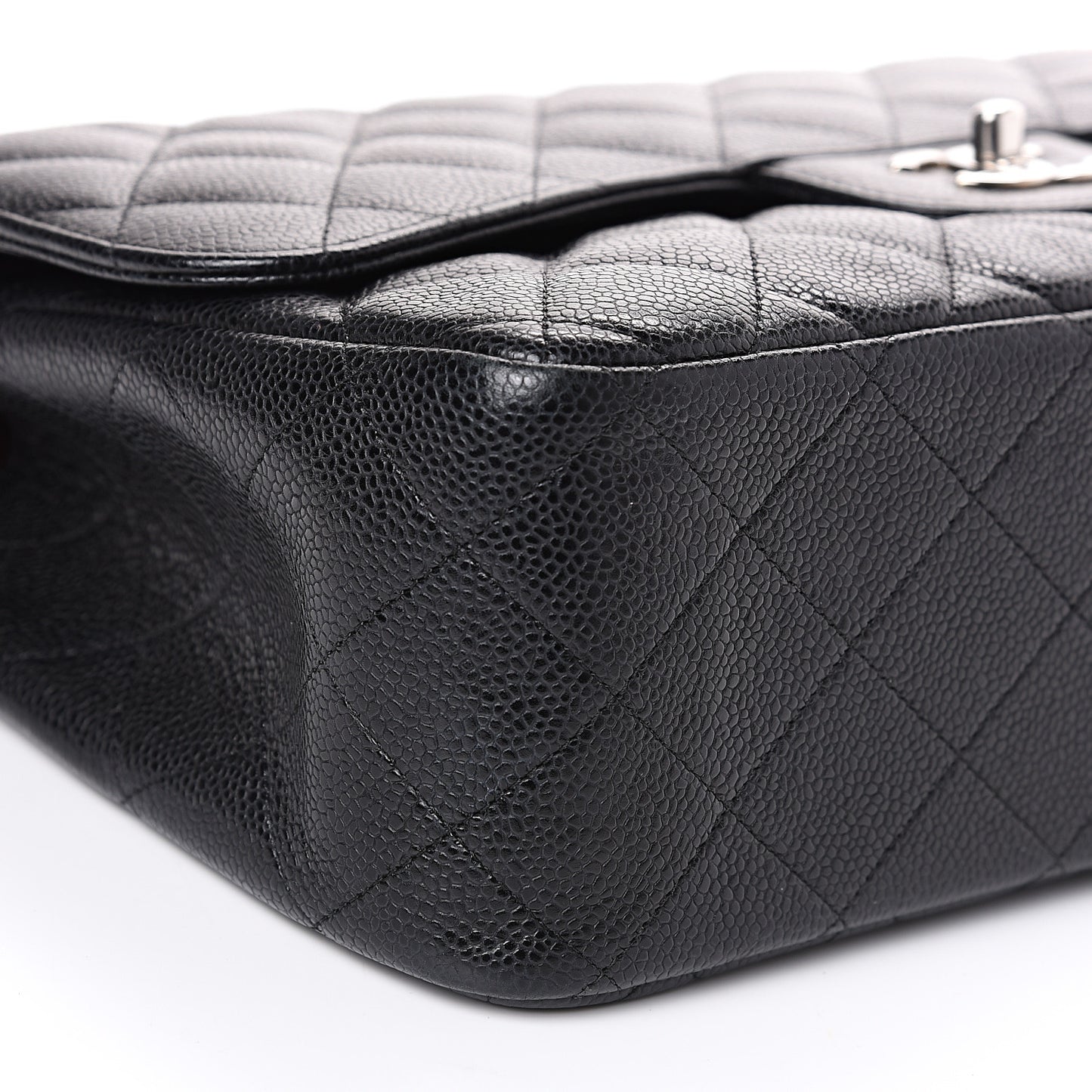 Caviar Quilted Jumbo Double Flap Black