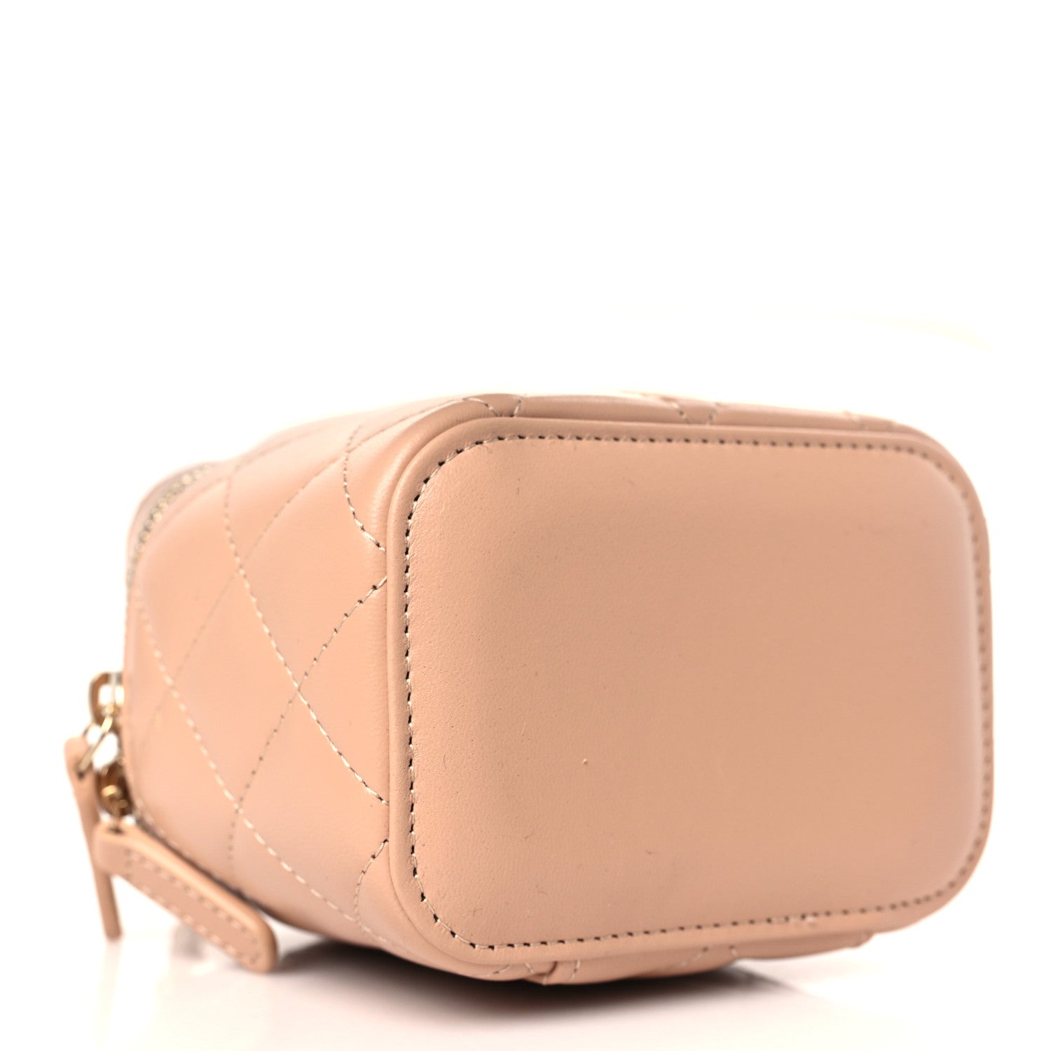 Chanel Lambskin Quilted Top Handle Mini Vanity Case With Chain Beige 4 of 9