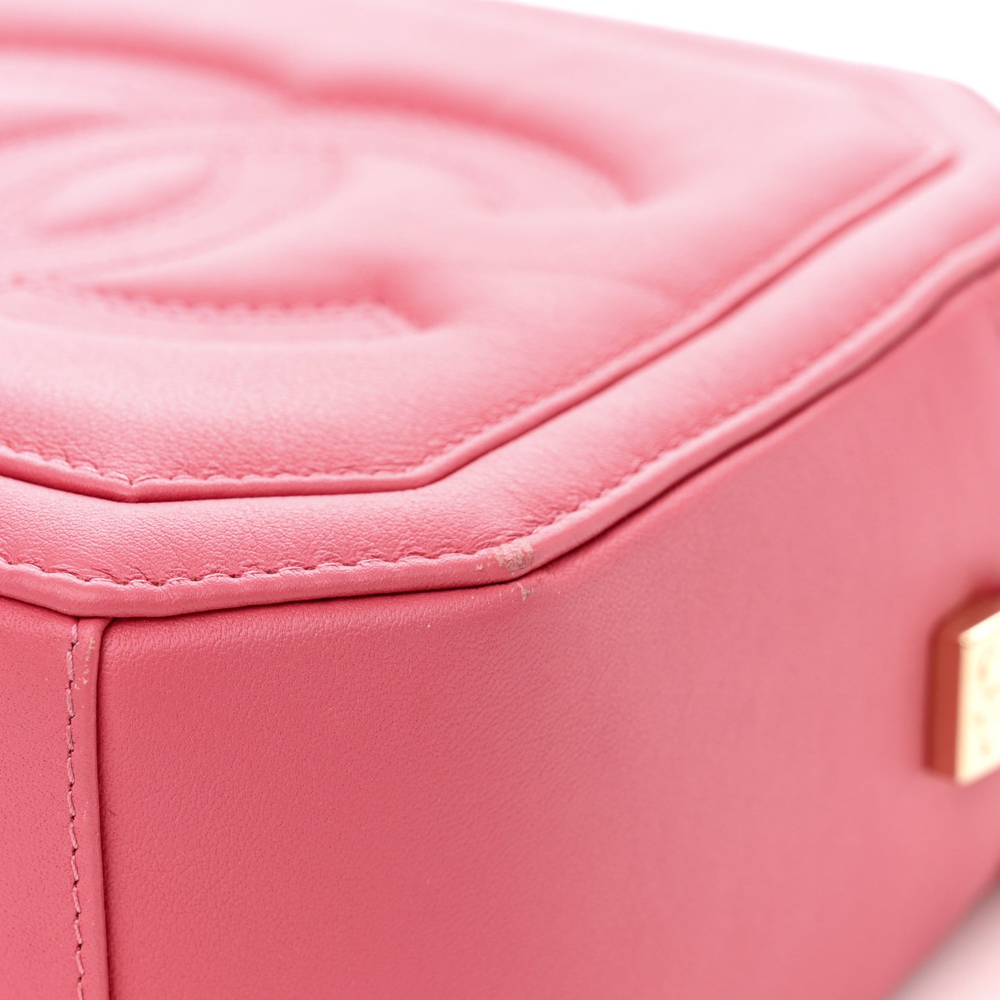 Calfskin CC Clock Camera Case Pink