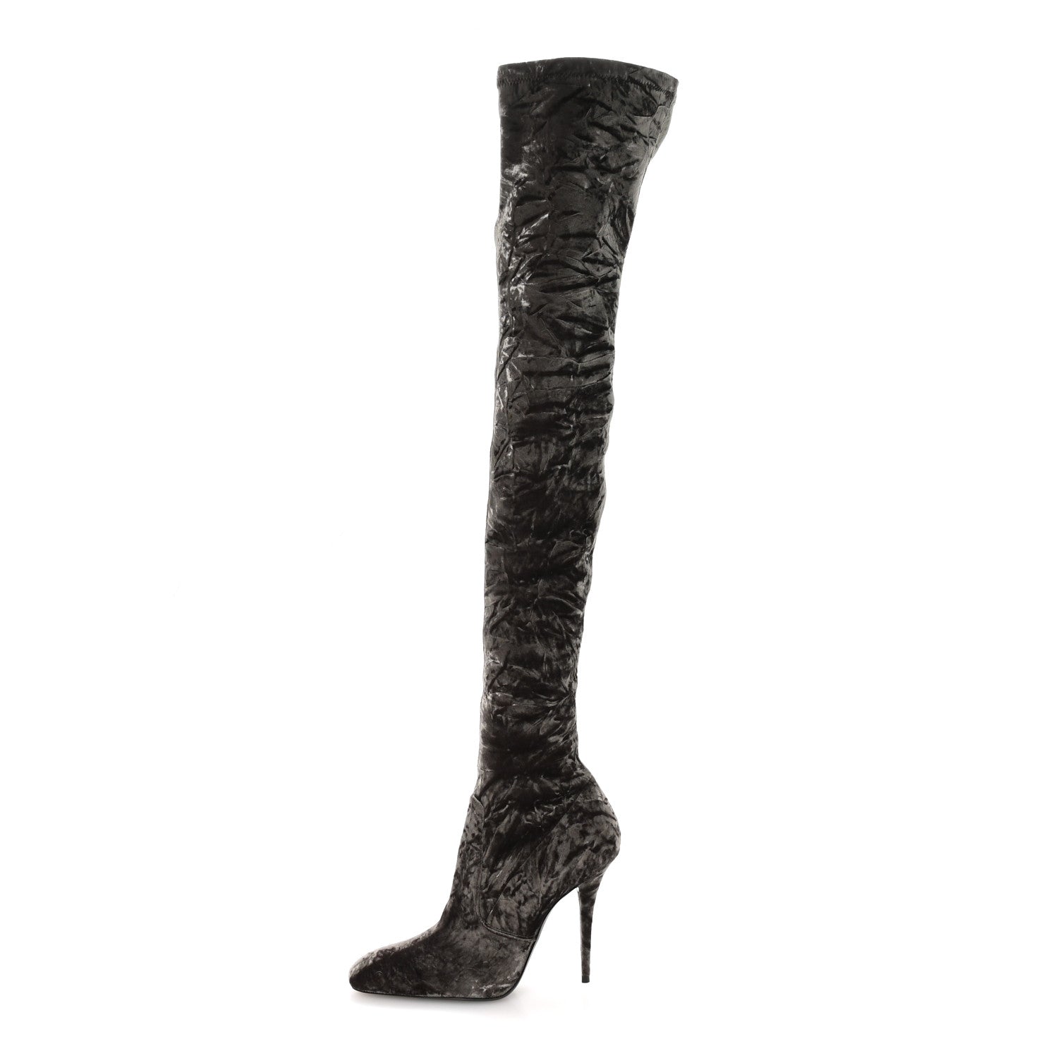 Saint Laurent Velvet Ella Knee High Boots 39.5 Bella Green 1 of 8