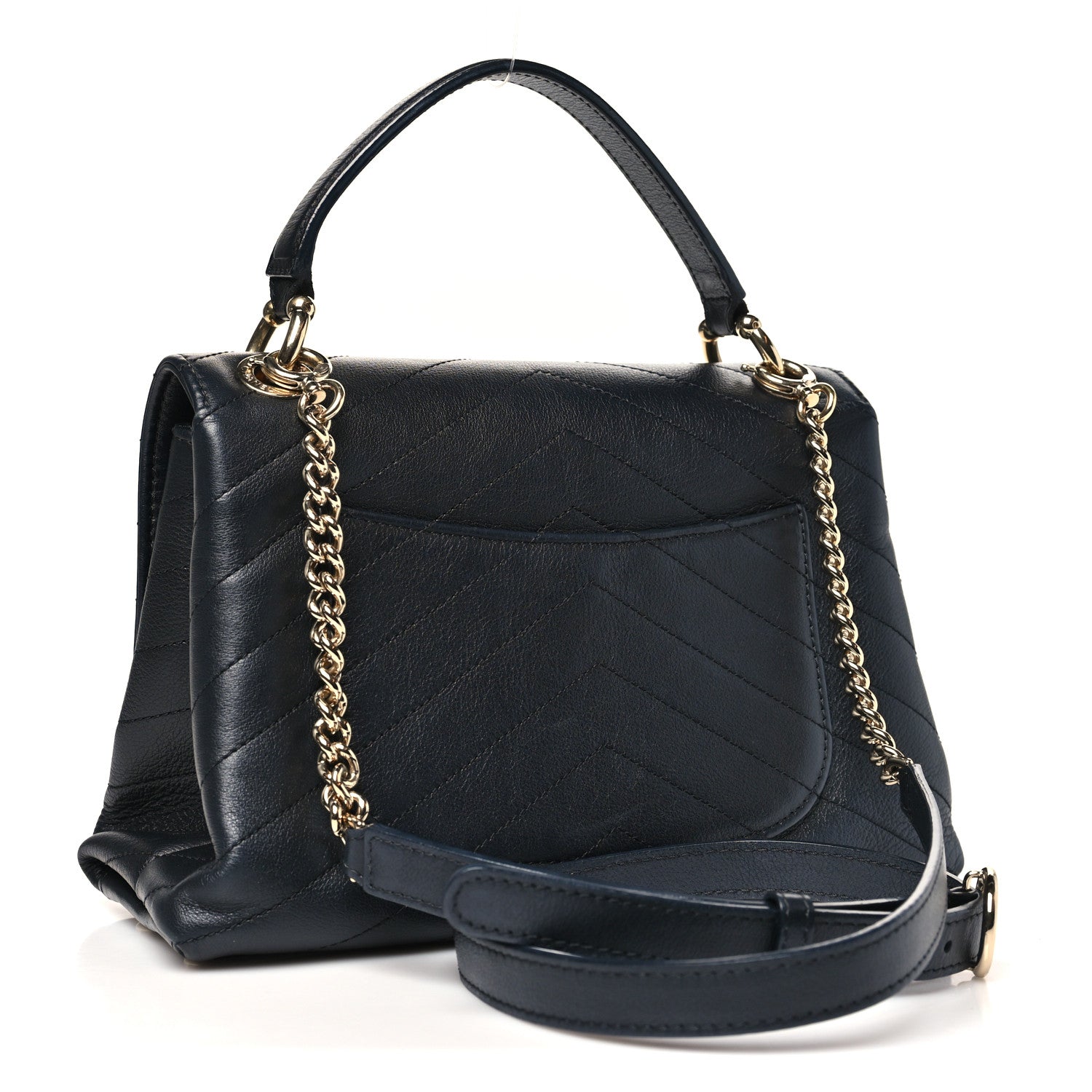 Chanel Grained Calfskin Chevron Stitched Small Chic Top Handle Flap Black 3 of 12