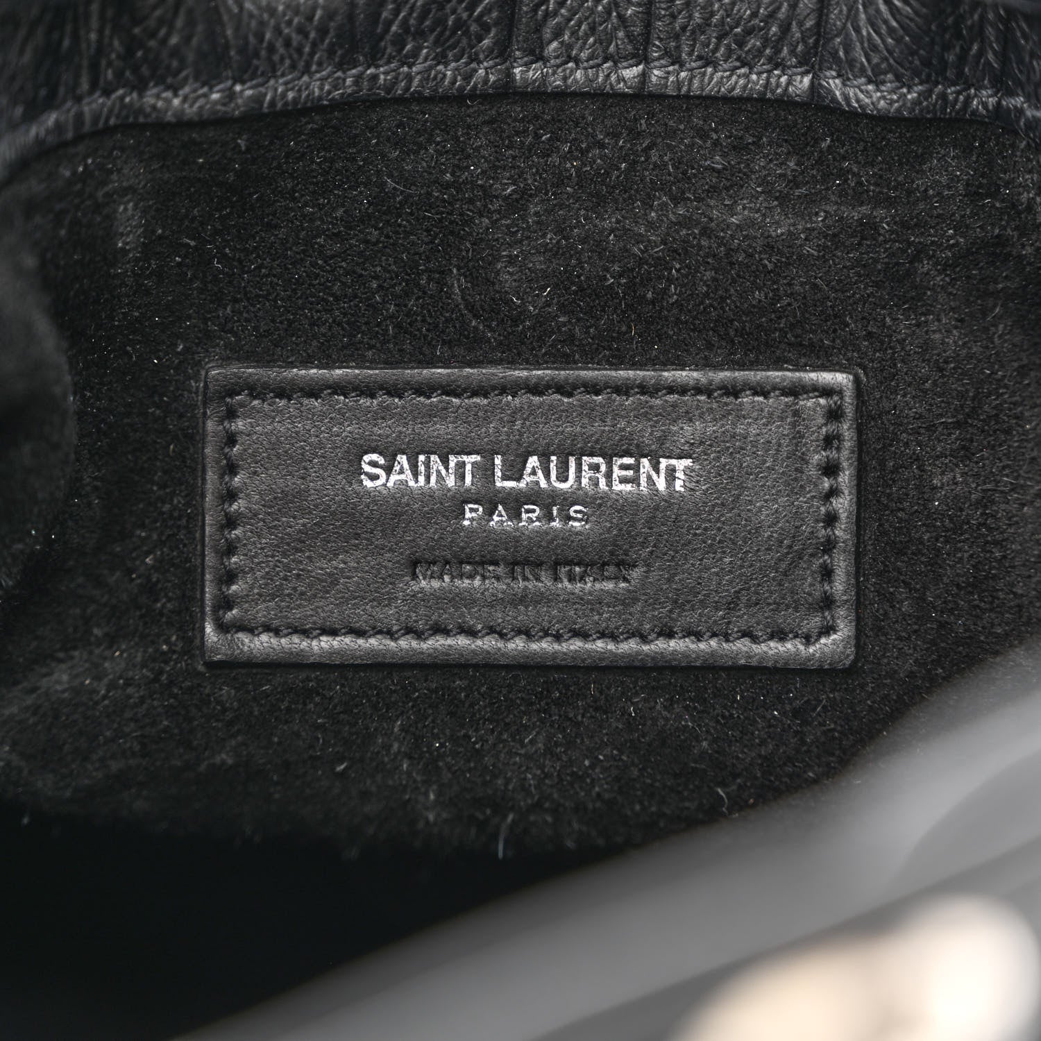 Saint Laurent Calfskin Crocodile Embossed Small Emmanuelle Bucket Bag Black 6 of 13