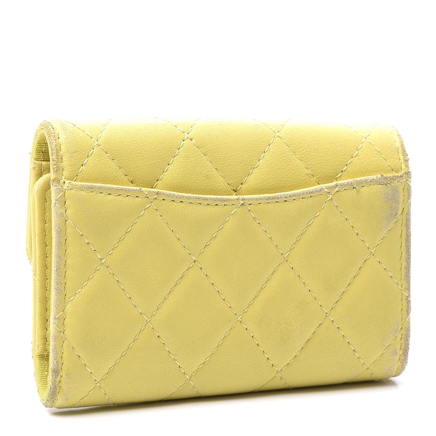 Lambskin Quilted 4 Key Holder Yellow