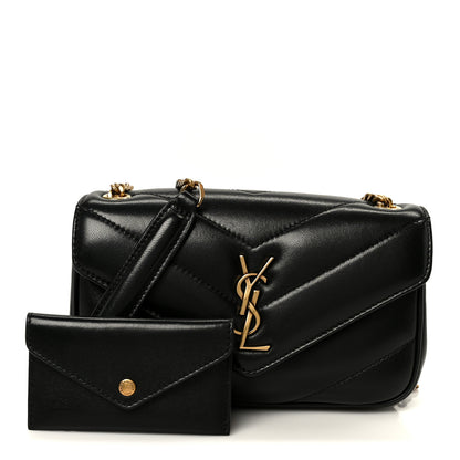 Saint Laurent Lambskin Chevron Quilted Mini Loulou Black 3 of 13