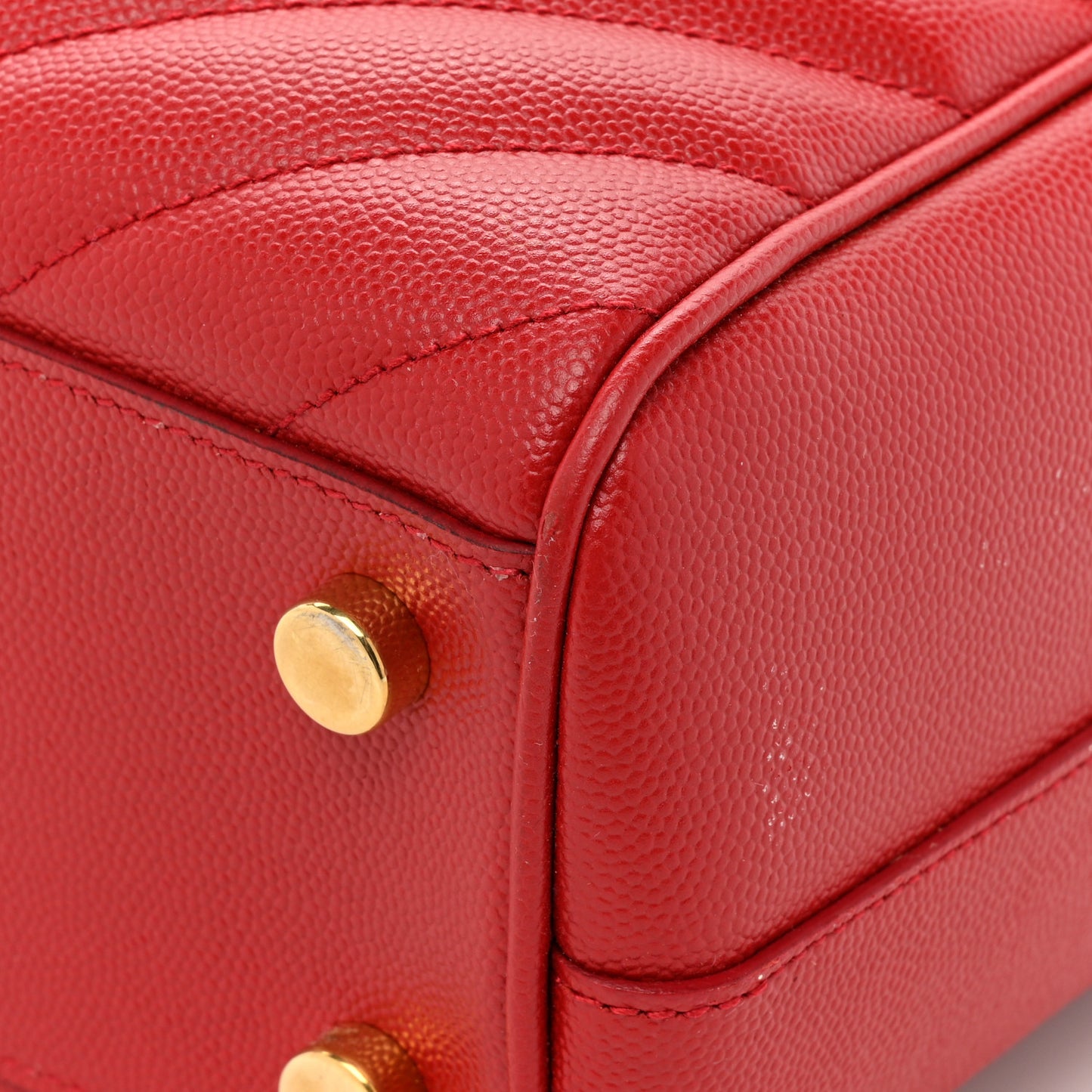 Grain De Poudre Matelasse Chevron Monogram Shopping Bag Red