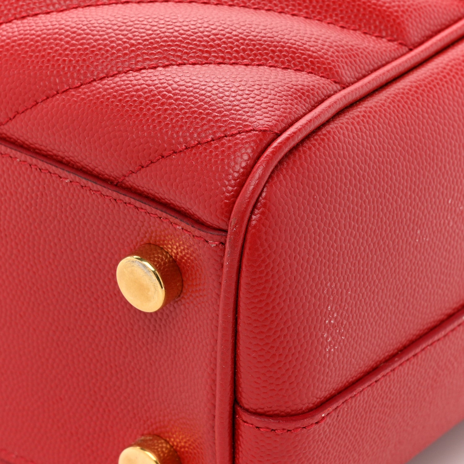 Saint Laurent Grain De Poudre Matelasse Chevron Monogram Shopping Bag Red 16 of 16
