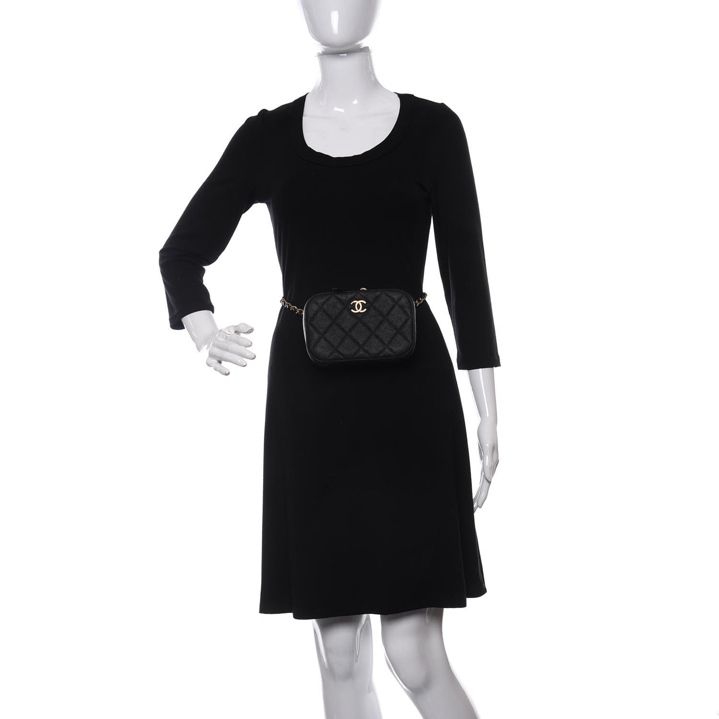 Caviar Quilted Waist Bag Black