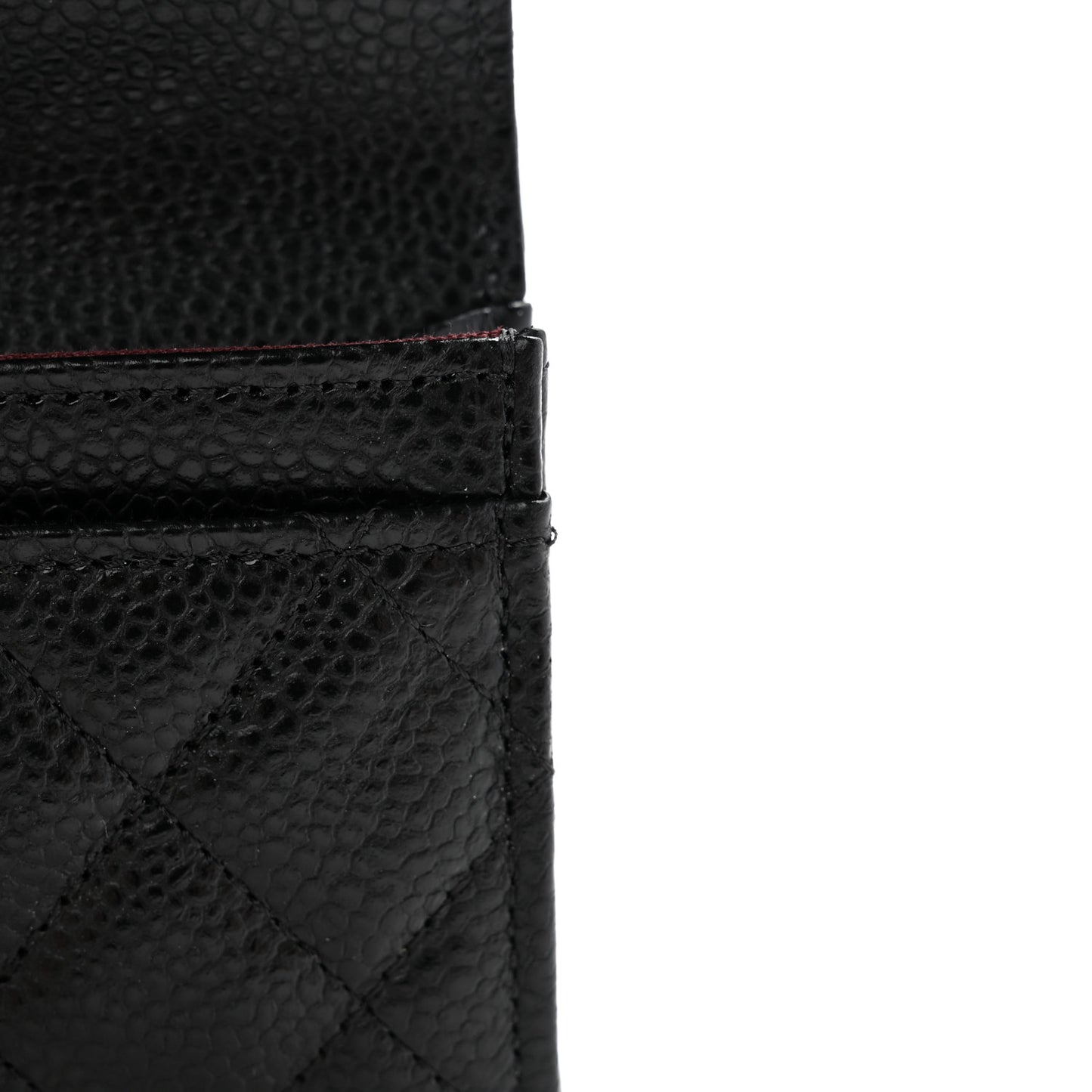 Caviar Quilted Flap Card Holder Wallet Black