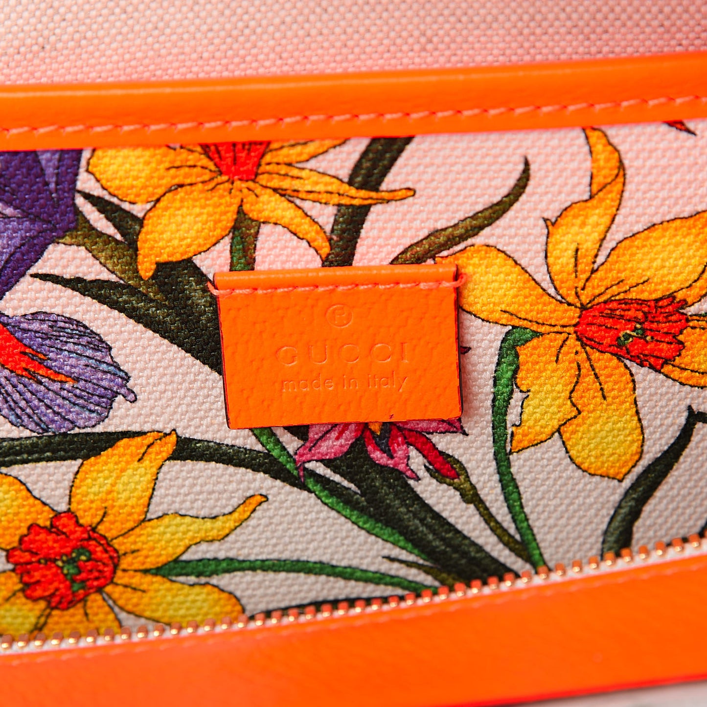 Canvas Medium Flora Tote White Multicolor Orange Fluo
