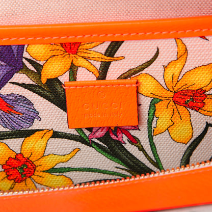 Gucci Canvas Medium Flora Tote White Multicolor Orange Fluo 6 of 10