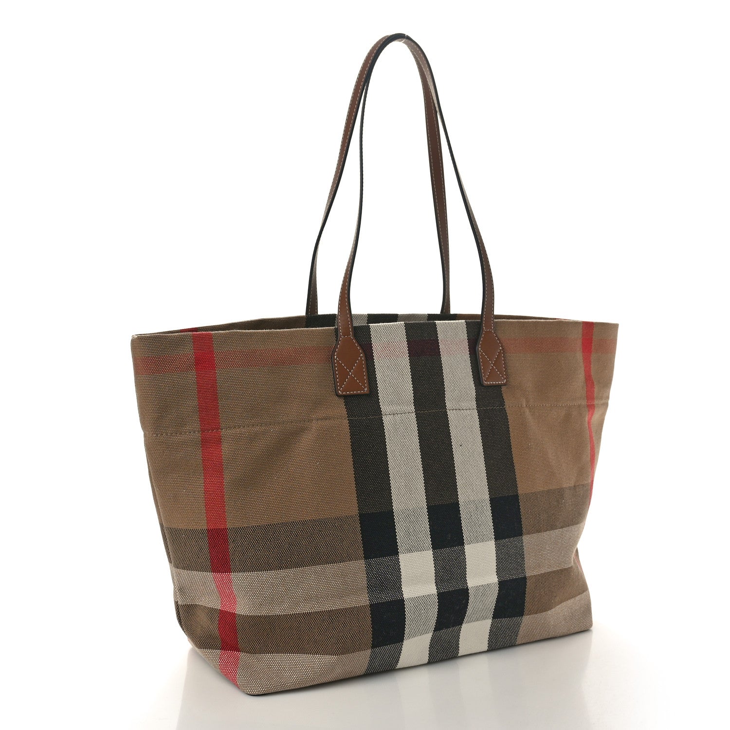 Burberry Giant Check Canvas Medium London Tote Taupe Brown 3 of 9