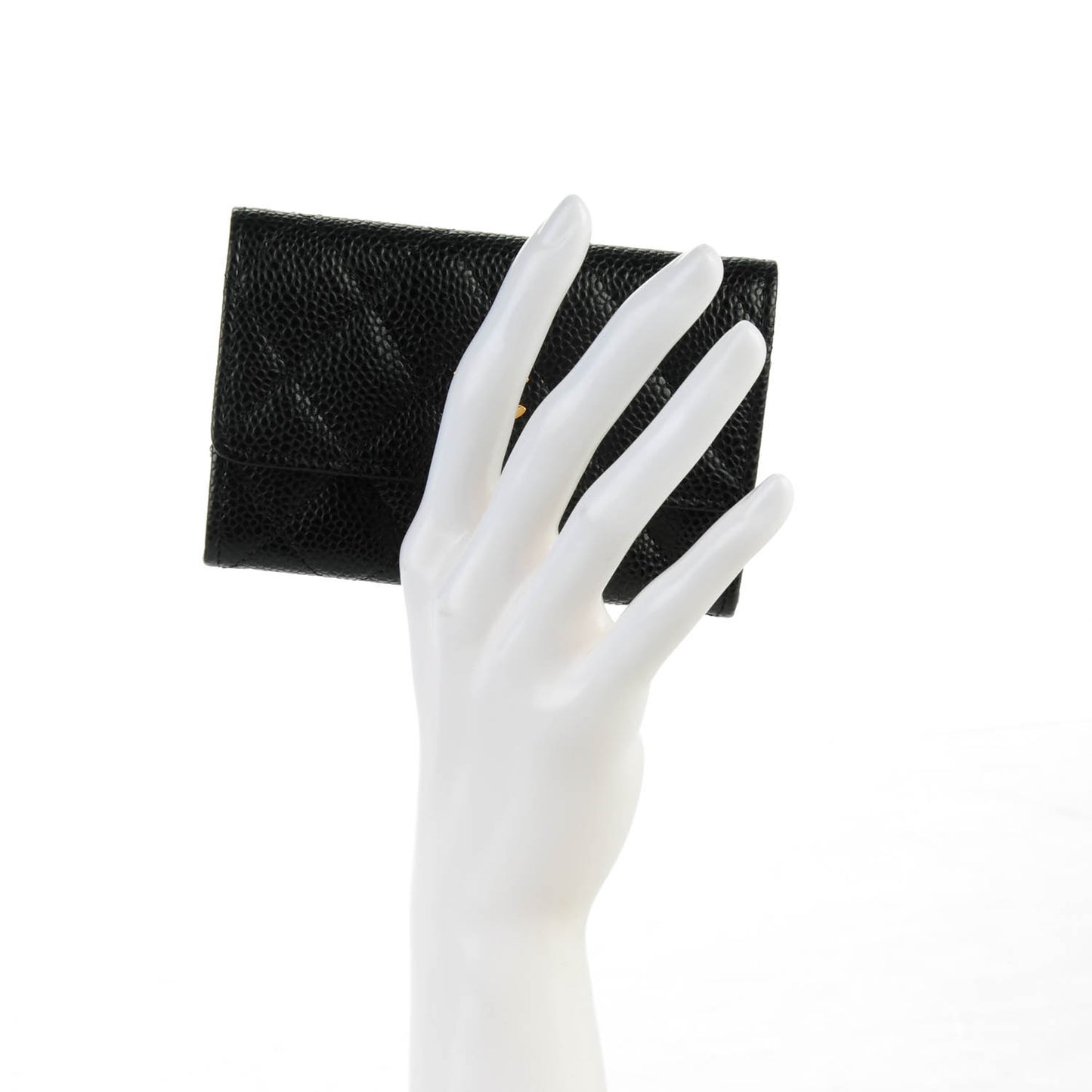 Caviar Quilted Card Holder Black