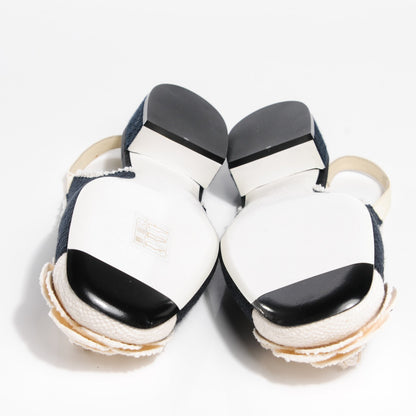 Chanel Canvas Camellia Slingback Flats Black White 36.5 5 of 7