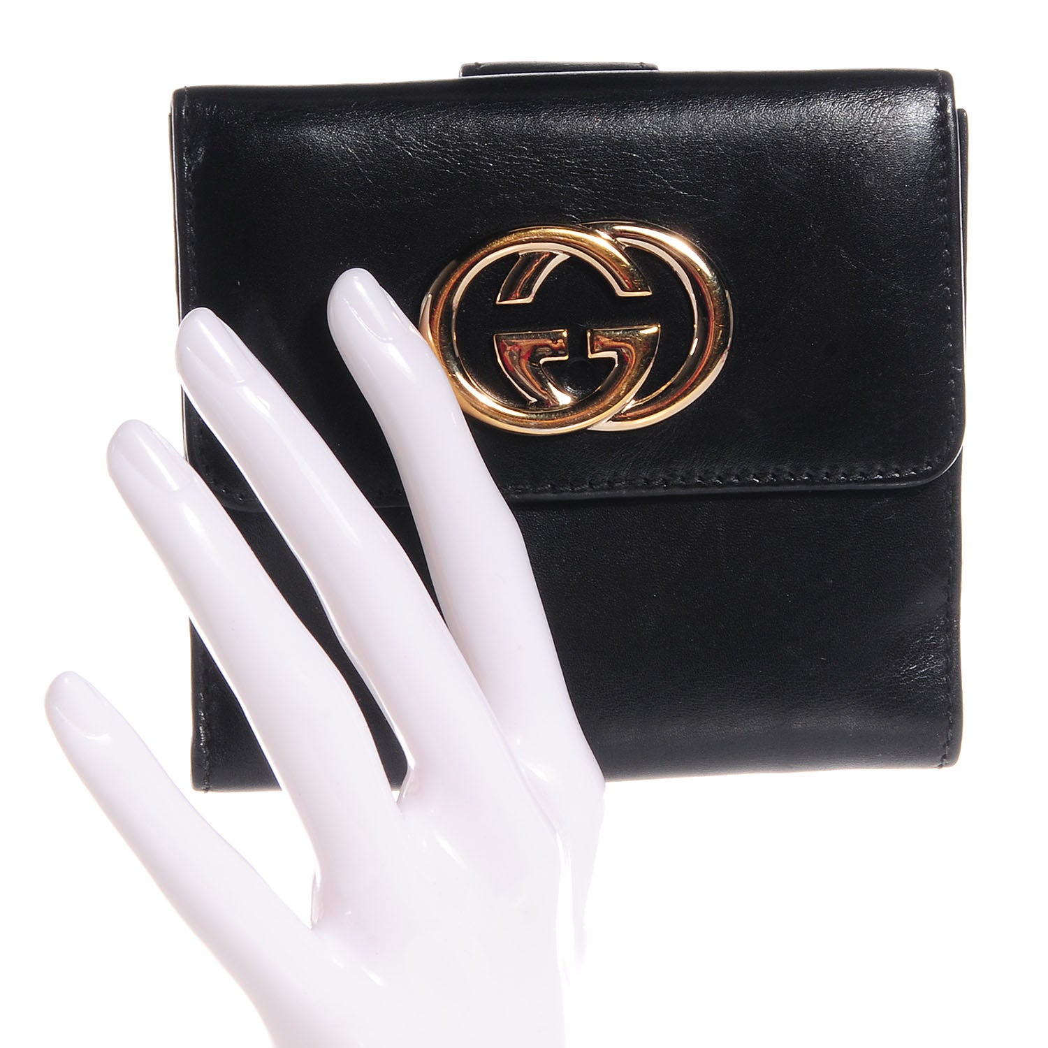 Gucci Calfskin Compact Britt Wallet Black 2 of 7