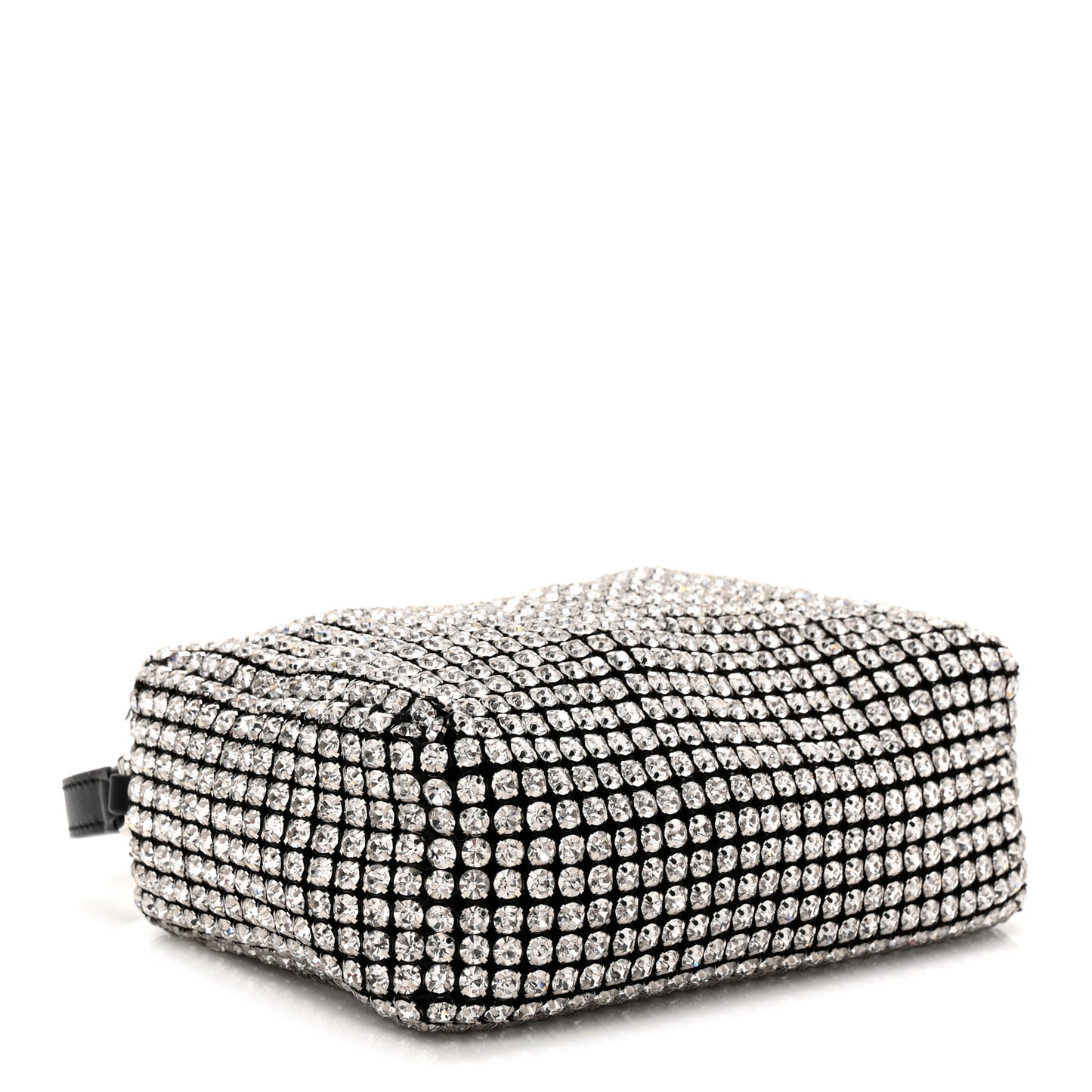 Mesh Crystal Rhinestone Mini Heiress Pouch Black Silver