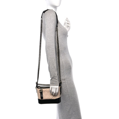 Chanel Aged Calfskin Quilted Small Gabrielle Hobo Beige Black 2 of 11