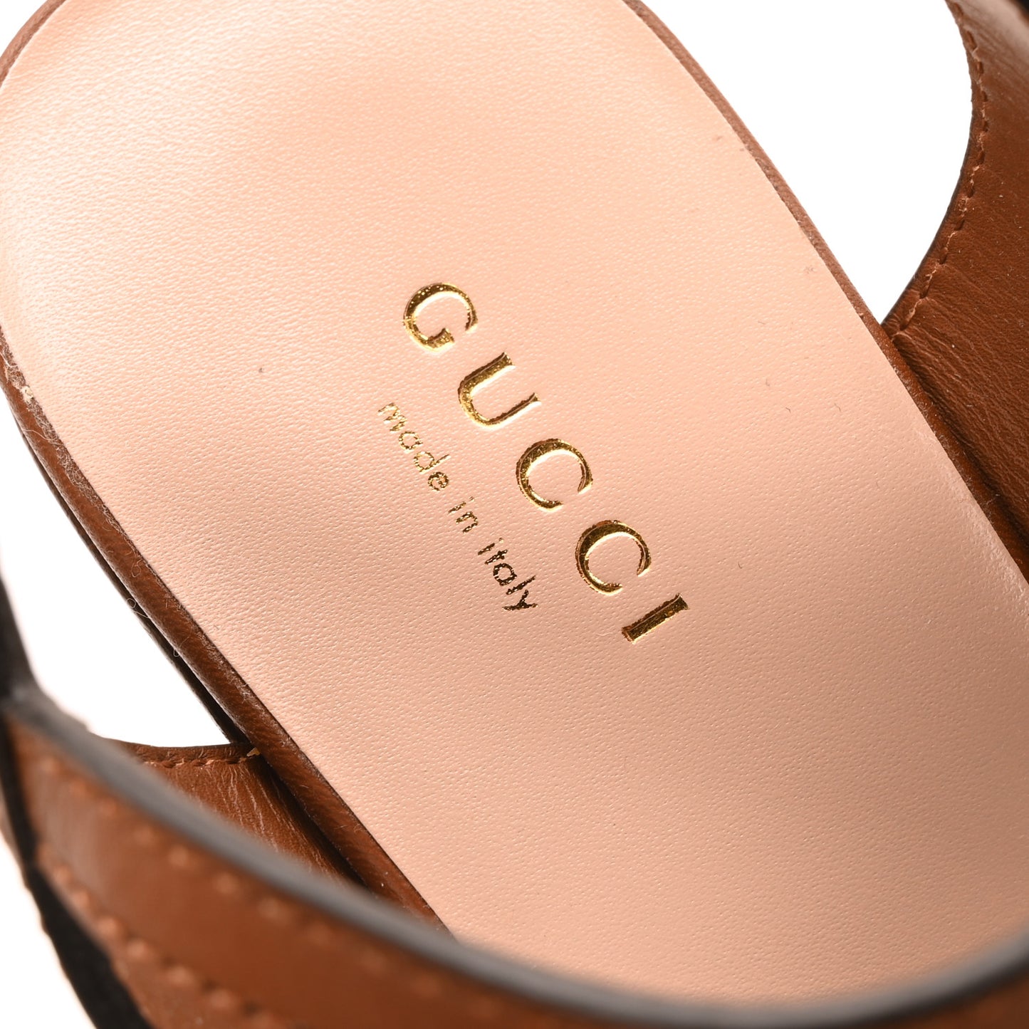 Cosmos Softy Calfskin Wooden Interlocking G Cut-Out 30/120mm Platform Sandals 40.5 Cuir
