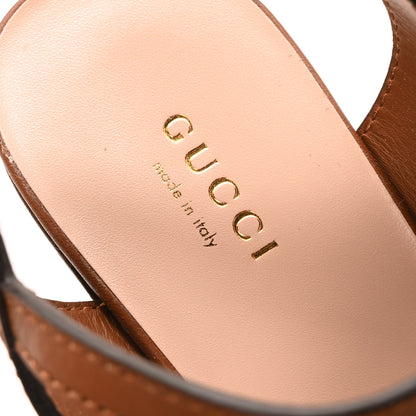 Gucci Cosmos Softy Calfskin Wooden Interlocking G Cut-Out 30/120mm Platform Sandals 40.5 Cuir 8 of 9