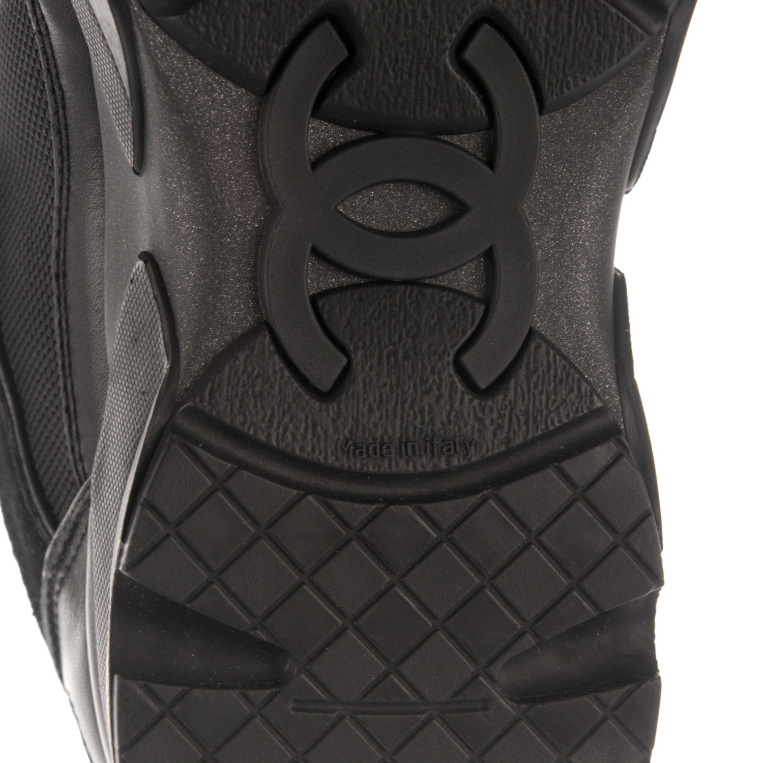 Chanel Suede Calfskin CC Sneakers 35.5 Black 6 of 7