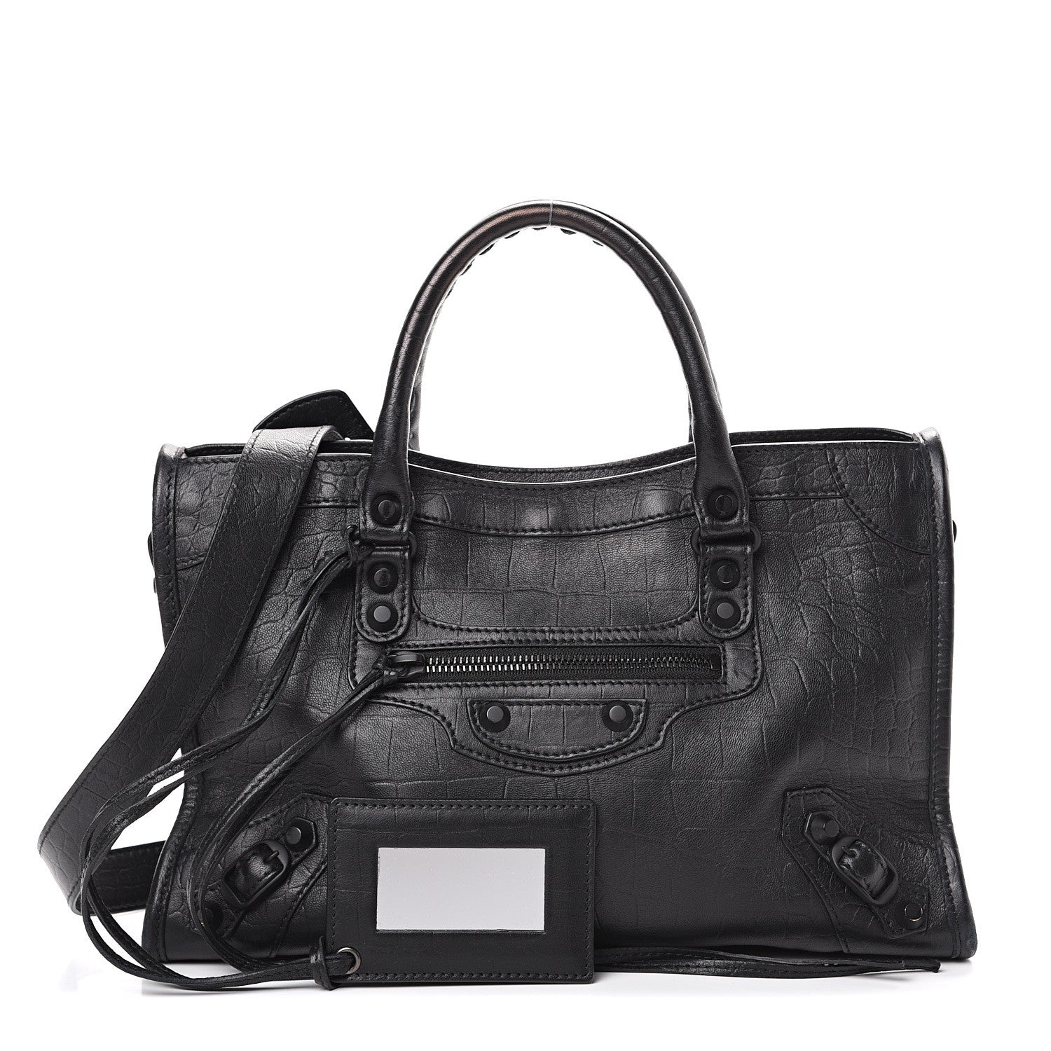 Balenciaga Matte Supple Lambskin Crocodile Embossed Classic Black Hardware S City Black 1 of 12