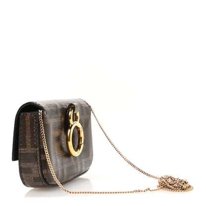 Fendi Glazed Fabric FF 1974 Nano Baguette Charm Mogano Panna 3 of 11