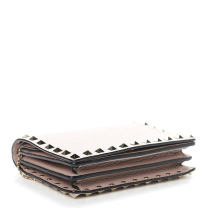Valentino Garavani Pebbled Calfskin Rockstud Wallet on Chain Poudre 4 of 11